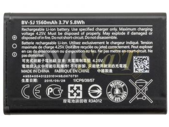 Batería genérica BV-5J para Microsoft Nokia Lumia 532, RM-1034 - 1560 mAh / 3.7 V / 5.8 Wh / Li-ion